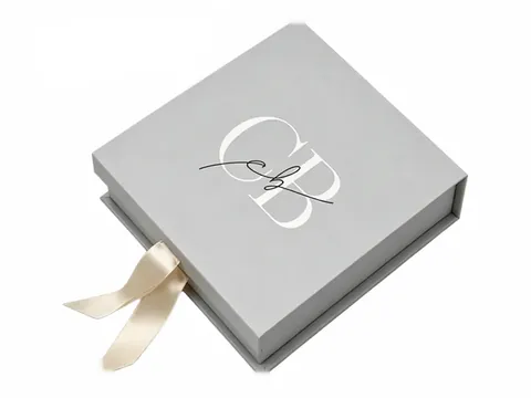 Grey Square Box with Ribbon Tie by Xinhua Pack Legend