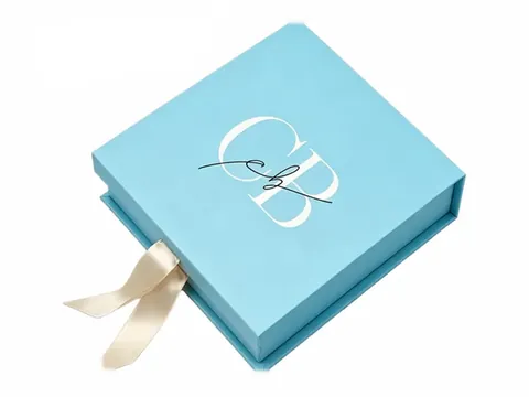 Sky Blue Square Box with Ribbon Tie by Xinhua Pack Legend