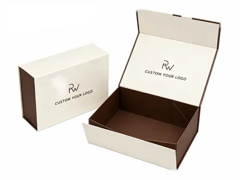 Cream Foldable Box with Brown Interior by Xinhua Pack Legend