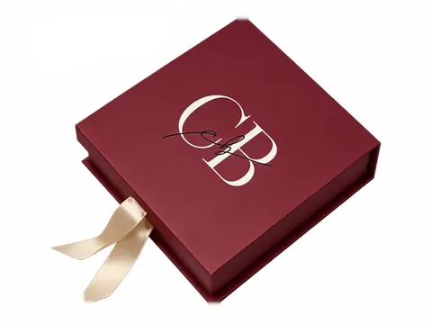Burgundy Book-Style Box with Ribbon Pull by Xinhua Pack Legend