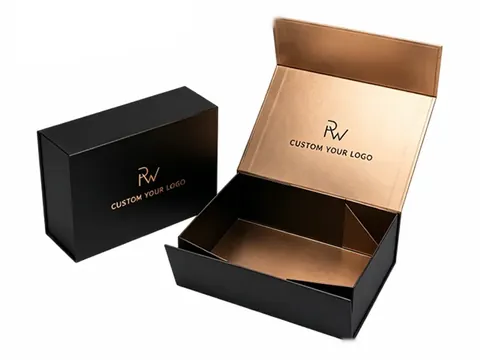 Black Foldable Box with Bronze Interior by Xinhua Pack Legend