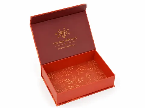 Red Flip-Top Box with Gold Leaf Print by Xinhua Pack Legend