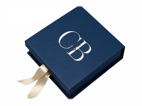 Navy Book-Style Box with Ribbon Pull by Xinhua Pack Legend