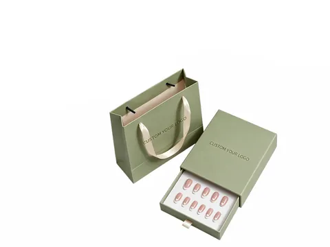 Sage Nail Drawer Box with Paper Bag by Xinhua Pack Legend
