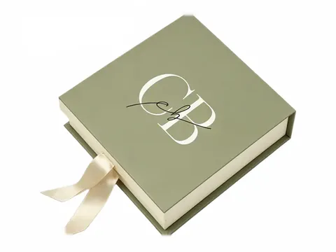 Sage Green Book-Style Box with Ribbon Pull by Xinhua Pack Legend
