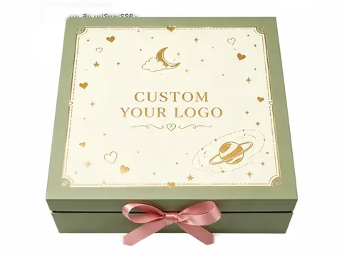 Sage Ribbon Box with Gold Star Print by Xinhua Pack Legend