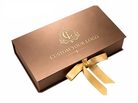 Bronze Book-Style Box with Gold Bow by Xinhua Pack Legend