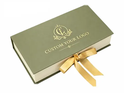 Sage Green Book-Style Box with Gold Bow by Xinhua Pack Legend
