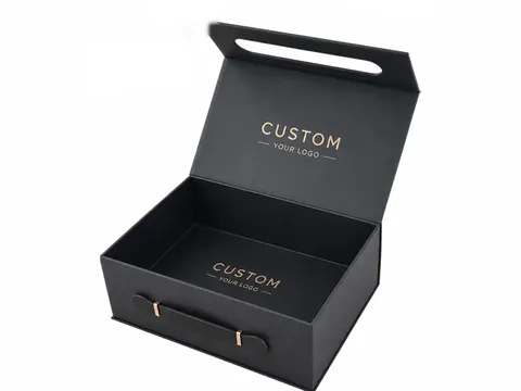 Black Suitcase Box with Strap Handle by Xinhua Pack Legend