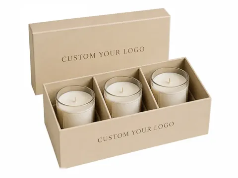 Beige Three-Candle Box with Dividers by Xinhua Pack Legend