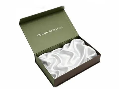Olive Flip-Top Box with White Satin by Xinhua Pack Legend