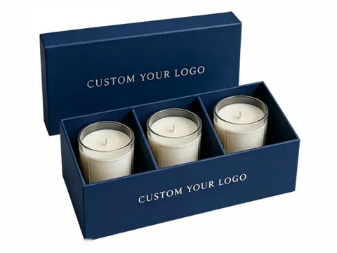 Navy Three-Candle Box with Dividers by Xinhua Pack Legend