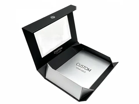 Black Foldable Box with Window Lid by Xinhua Pack Legend