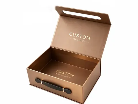 Tan Suitcase Box with Bronze Interior by Xinhua Pack Legend