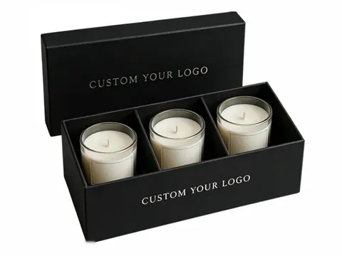 Black Three-Candle Box with Dividers by Xinhua Pack Legend