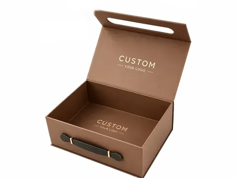 Mocha Brown Suitcase Box with Handle by Xinhua Pack Legend