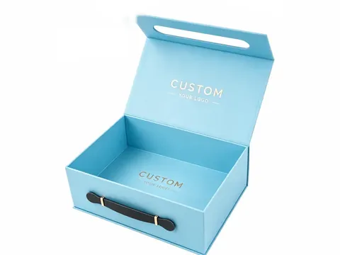 Sky Blue Suitcase Box with Handle by Xinhua Pack Legend