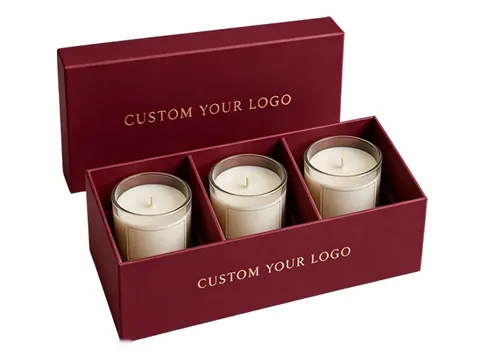 Burgundy Three-Candle Box with Dividers by Xinhua Pack Legend