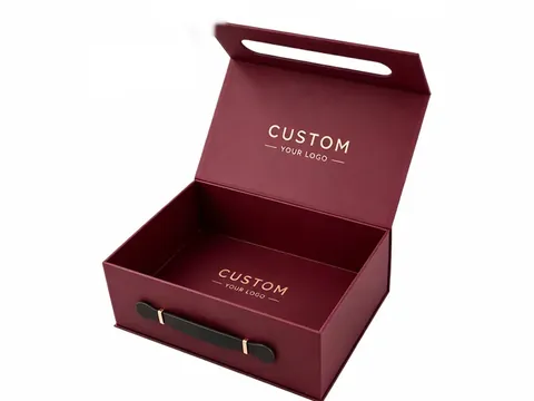 Burgundy Suitcase Box with Strap Handle by Xinhua Pack Legend