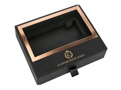 Black Drawer Box with Copper Window Frame by Xinhua Pack Legend