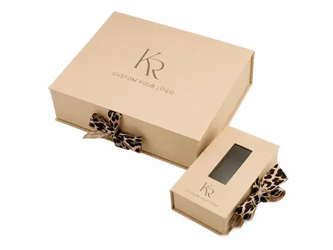 Beige Book-Style Box with Leopard Bow by Xinhua Pack Legend