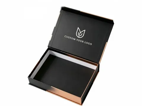 Black Flip-Top Box with Copper Edges by Xinhua Pack Legend
