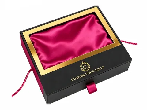 Black Window Drawer Box with Magenta Satin by Xinhua Pack Legend