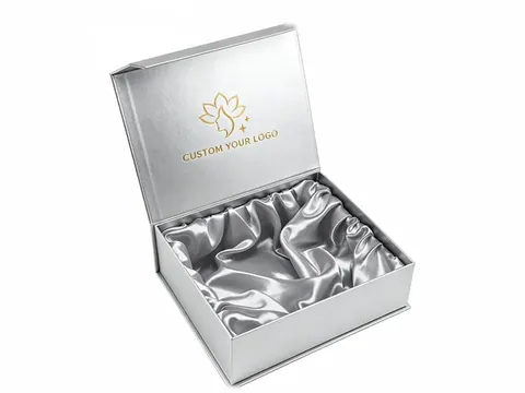 Silver Square Flip-Top Box with Satin by Xinhua Pack Legend