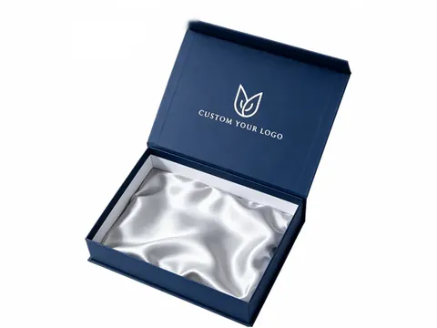 Navy Flip-Top Box with Silver Satin by Xinhua Pack Legend