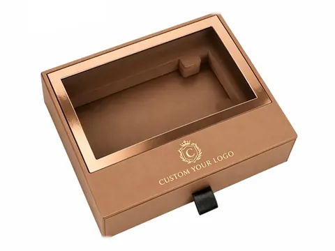 Tan Drawer Box with Top Window by Xinhua Pack Legend