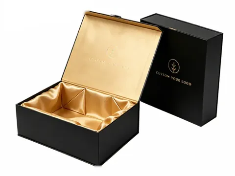 Black Collapsible Box with Gold Satin by Xinhua Pack Legend