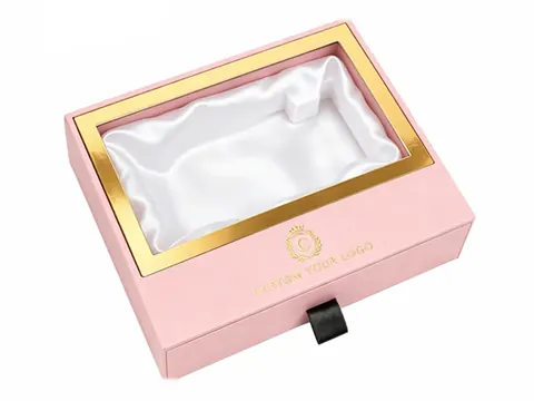 Pink Window Drawer Box with White Satin by Xinhua Pack Legend