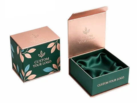 Green and Rose Gold Leaf Print Box by Xinhua Pack Legend