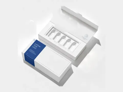 White Ampoule Box with Navy End Band by Xinhua Pack Legend