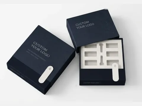 Navy Square Drawer Box with White Insert by Xinhua Pack Legend