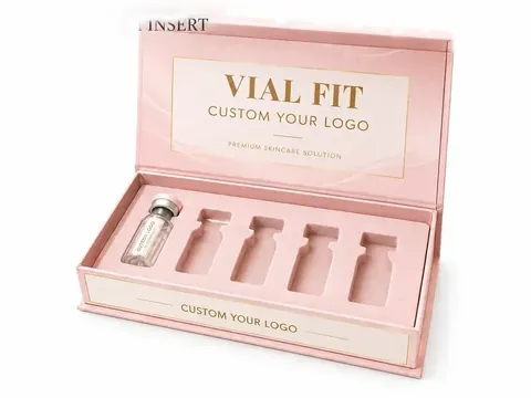 Pink Vial Box with Cream Label Panel by Xinhua Pack Legend