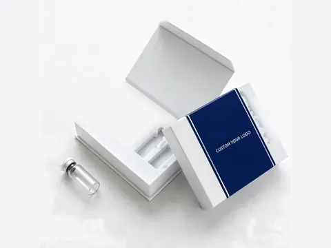 White Two-Vial Box with Navy Band by Xinhua Pack Legend