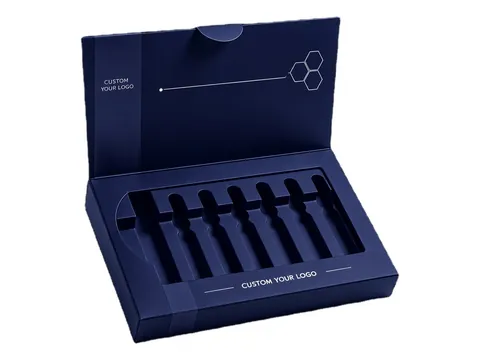 Navy Ampoule Box with Hexagon Line Print by Xinhua Pack Legend
