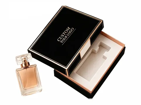 Black Two-Piece Perfume Box with Gold Trim by Xinhua Pack Legend