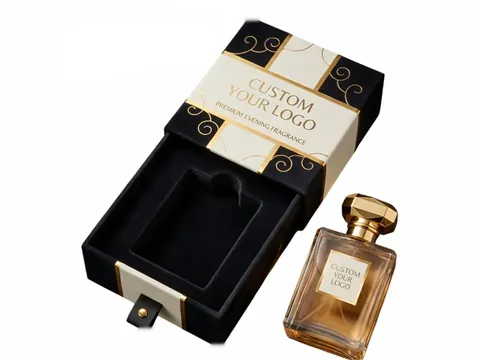 Black Drawer Perfume Box with Cream Band by Xinhua Pack Legend