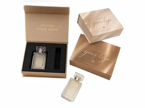 Champagne Satin Print Two-Cavity Flip-Top Box by Xinhua Pack Legend