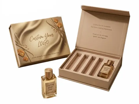 Gold Satin Print Flip-Top Perfume Set Box by Xinhua Pack Legend