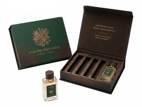 Dark Green Botanical Flip-Top Perfume Set Box by Xinhua Pack Legend