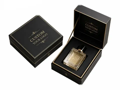 Black and Gold Square Hinged Perfume Box by Xinhua Pack Legend