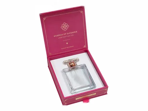 Magenta Flip-Top Perfume Box with Gold Trim by Xinhua Pack Legend