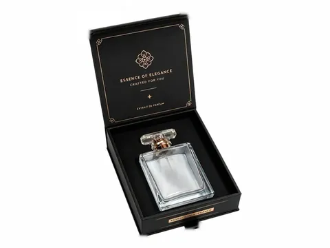 Black Flip-Top Perfume Box with Gold Label by Xinhua Pack Legend