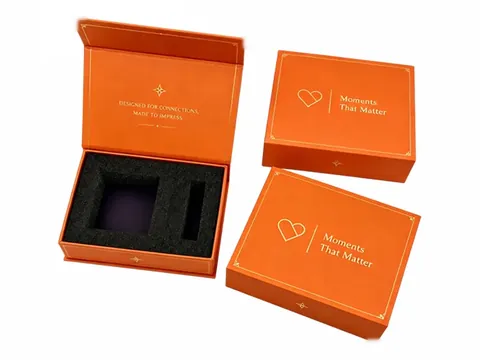 Orange Flip-Top Box with Sponge Insert by Xinhua Pack Legend