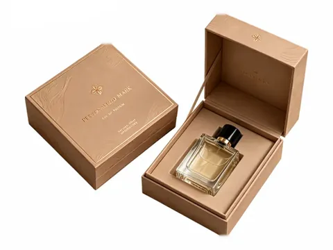 Tan Square Hinged Perfume Box by Xinhua Pack Legend