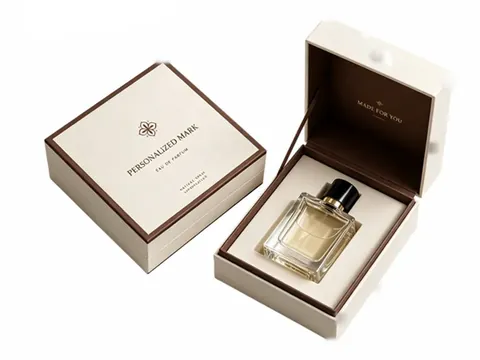 Cream and Brown Square Hinged Perfume Box by Xinhua Pack Legend