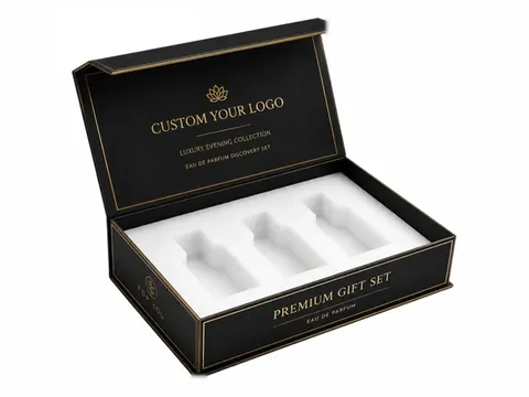 Black and Gold Three-Bottle Flip-Top Box by Xinhua Pack Legend